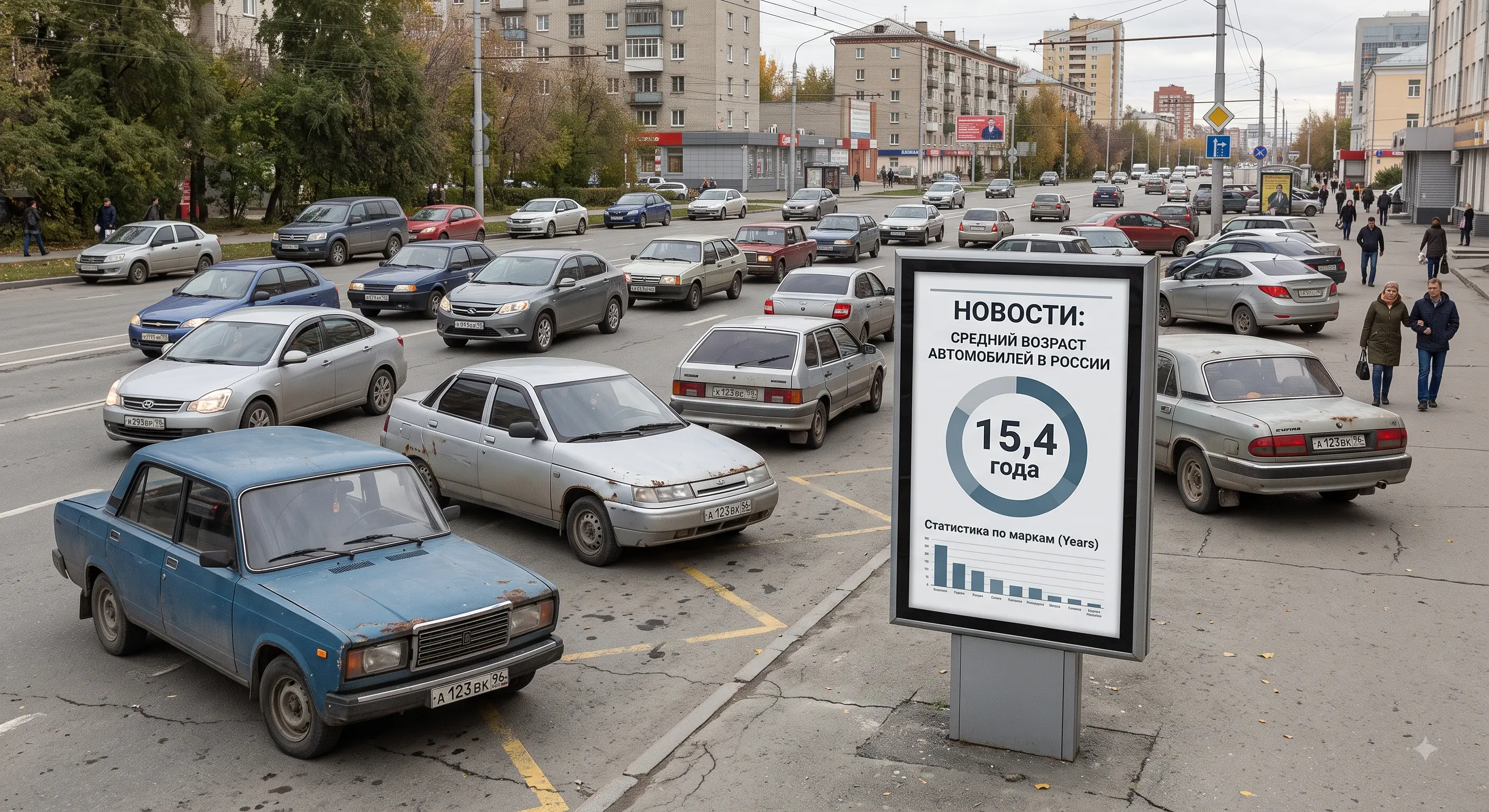 Средний возраст легковых автомобилей в России составил 15,4 года