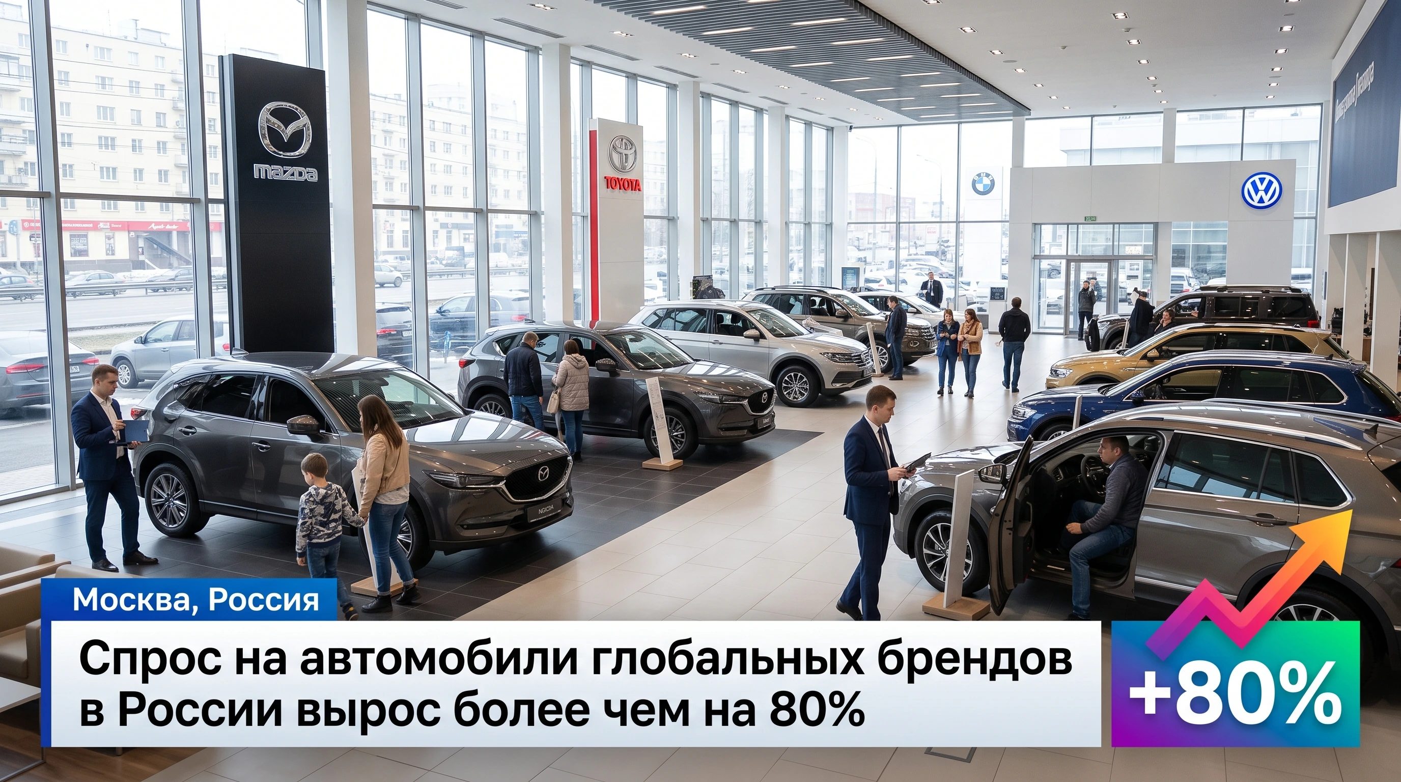 Спрос на автомобили глобальных брендов в России вырос более чем на 80%